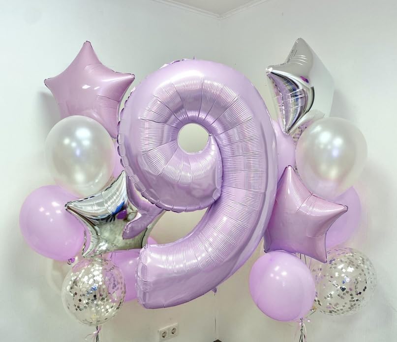 Lingqiang 40-Inch Light Purple Number 4 Balloon – Large Pastel Lavender 4th Birthday Decor