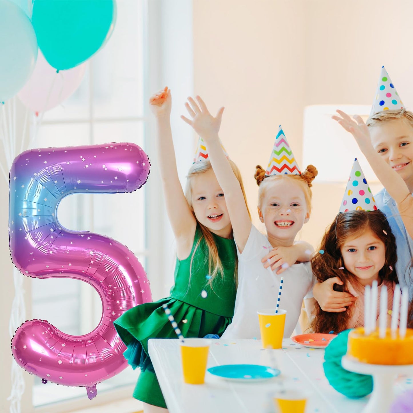 Lingqiang 40in Gradient Rainbow Number 2 Foil Balloon – Giant 2nd Birthday & Anniversary Decor