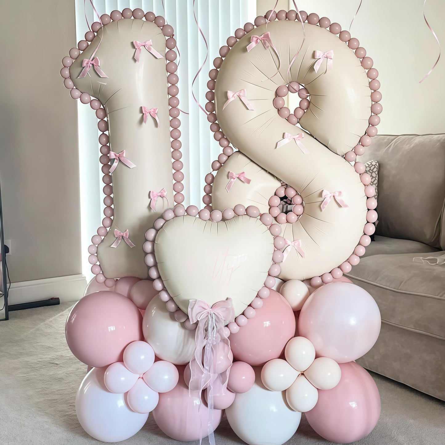 Lingqiang 40 Inch Beige Number 1 Balloon – Large Self-Inflating Cream Foil Balloon for 1st Birthday, Anniversary, Party