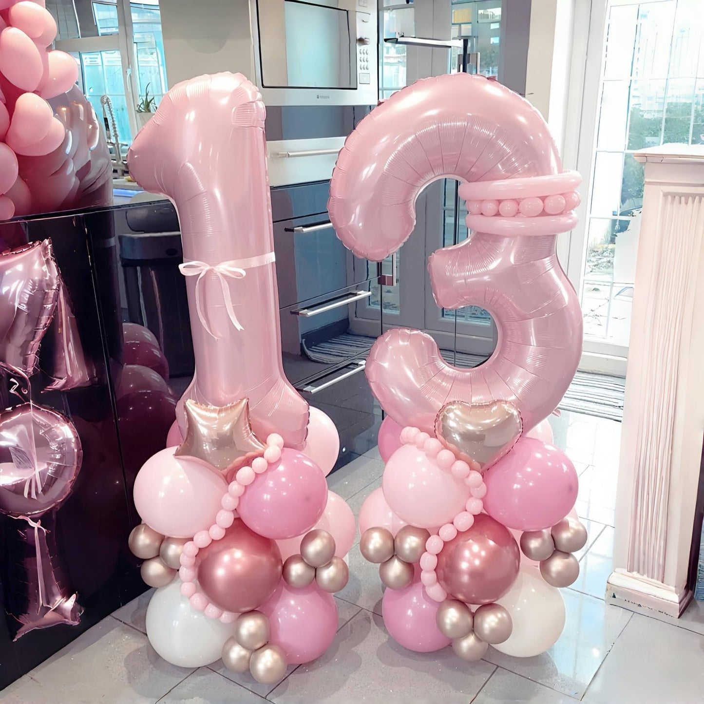 Lingqiang Pastel Pink 40-Inch Number 3 Balloon – Giant Pearl Foil Numeral for Birthday Decor