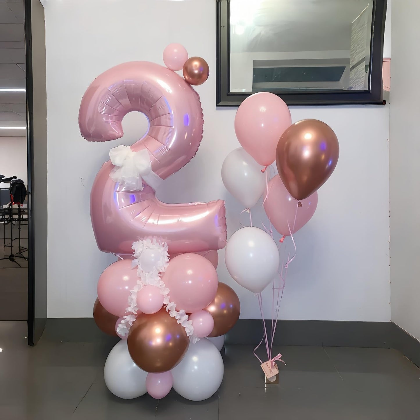 Lingqiang 40-Inch Pastel Pink Number 2 Balloon – Giant Foil Birthday Party Decor
