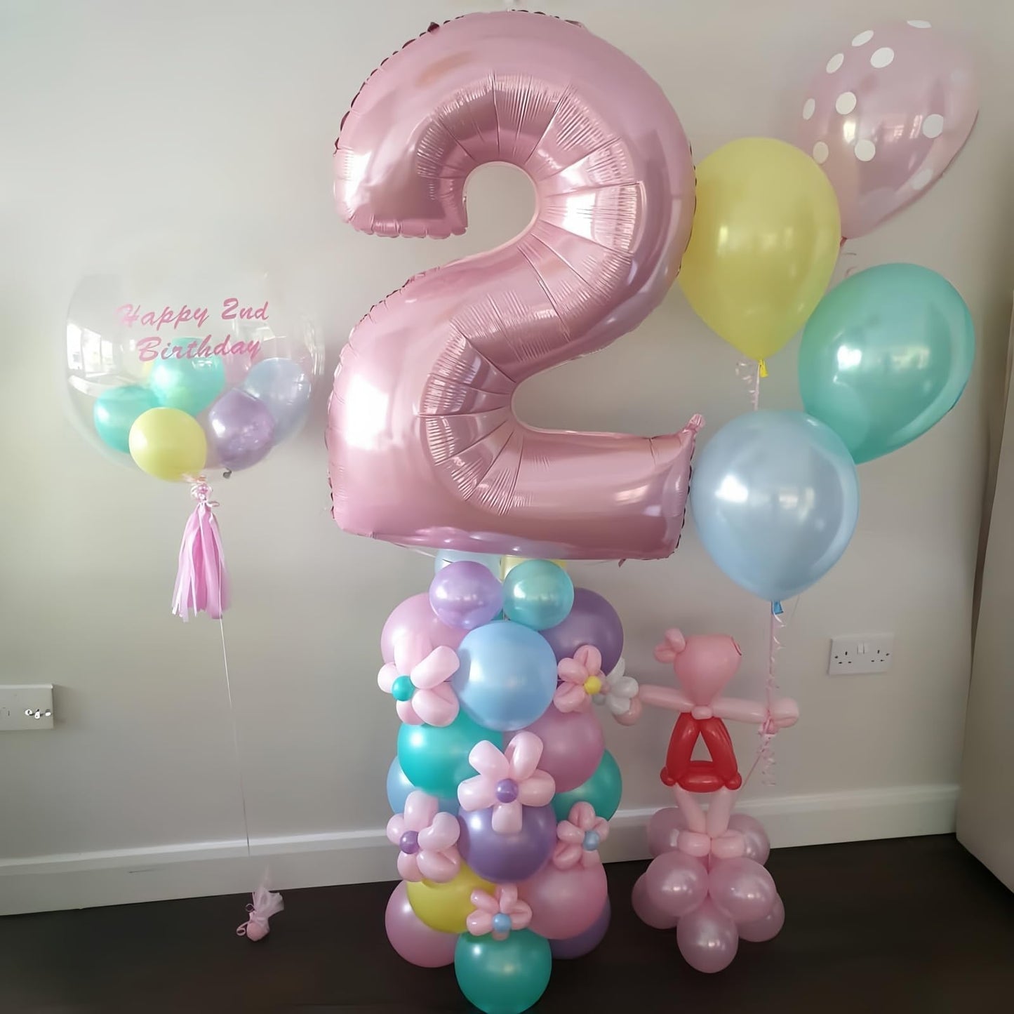 Lingqiang 40-Inch Pastel Pink Number 2 Balloon – Giant Foil Birthday Party Decor