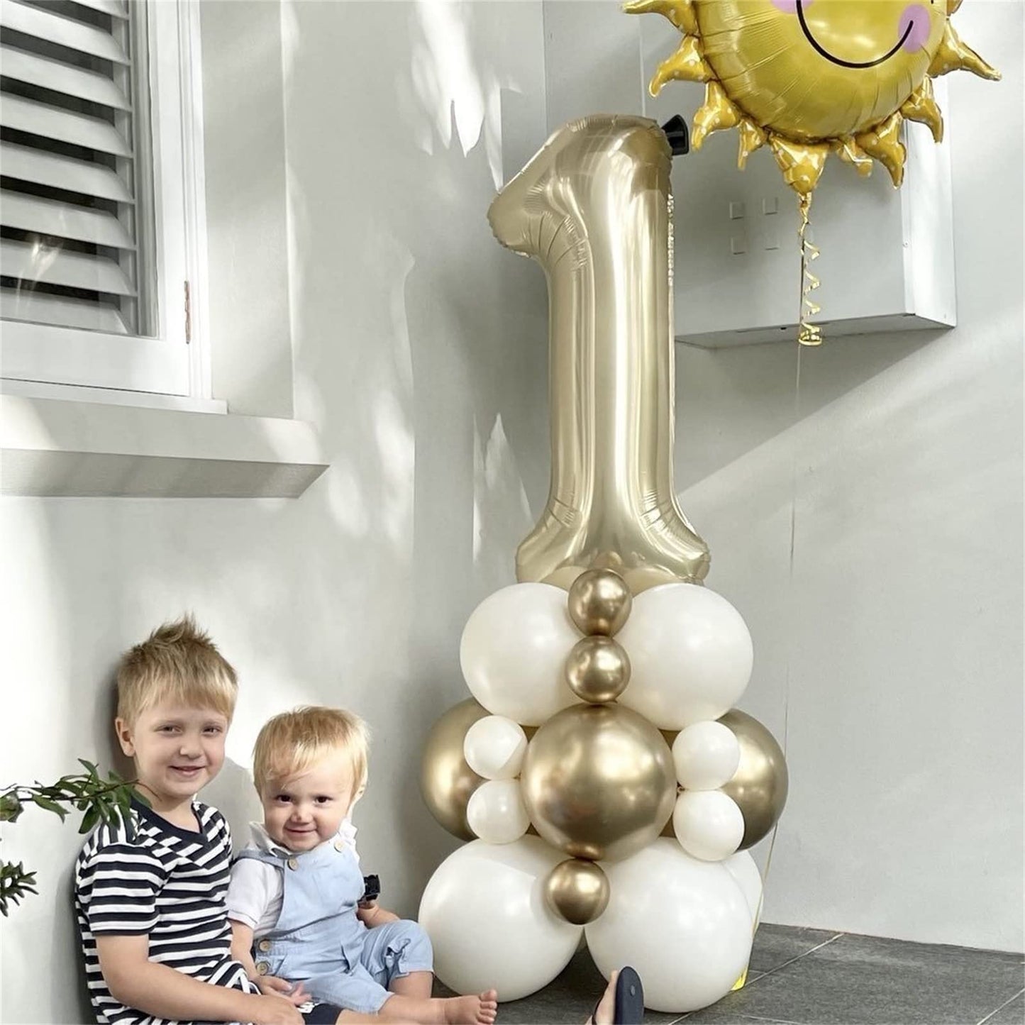 Lingqiang Champagne Gold Foil Balloon Number 4 – 40-Inch Giant Self-Inflating Balloon Set for Birthdays & Anniversaries