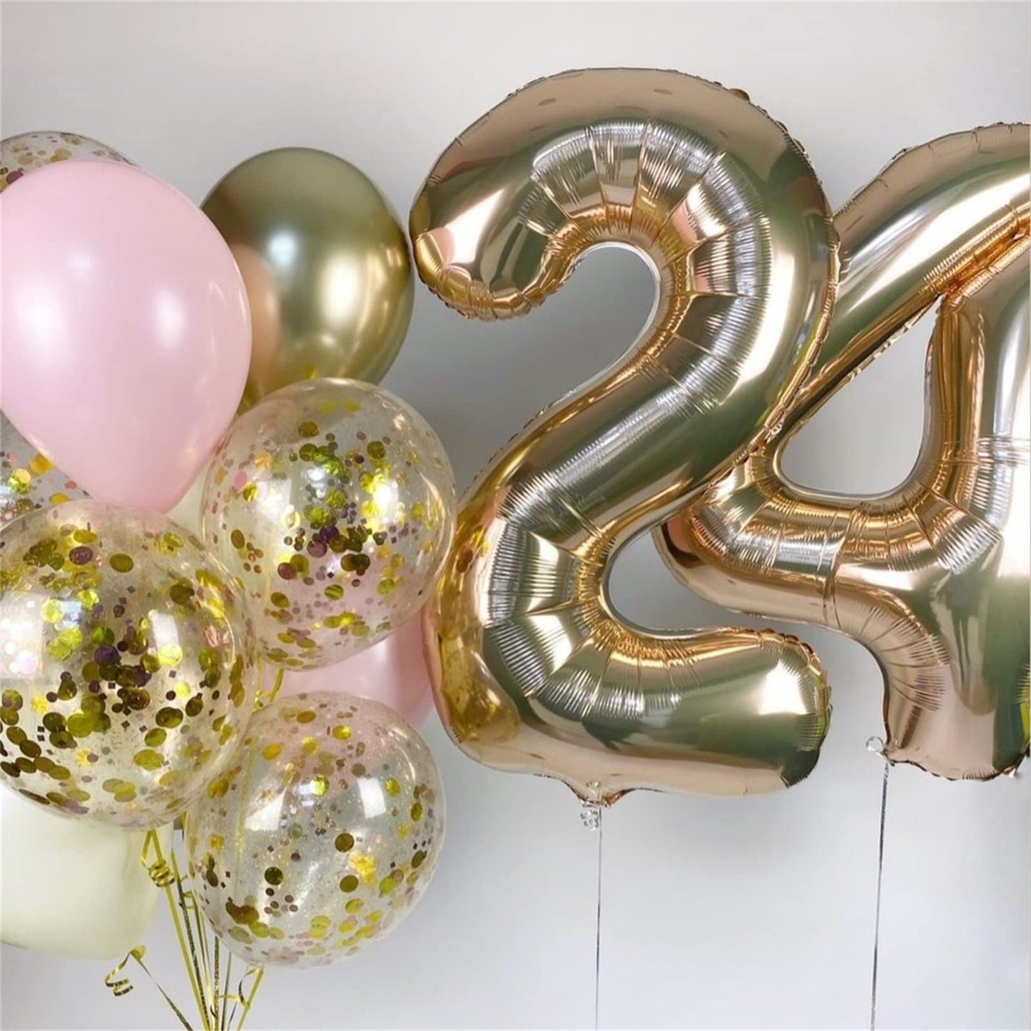 Lingqiang Champagne Gold Foil Balloon Number 4 – 40-Inch Giant Self-Inflating Balloon Set for Birthdays & Anniversaries