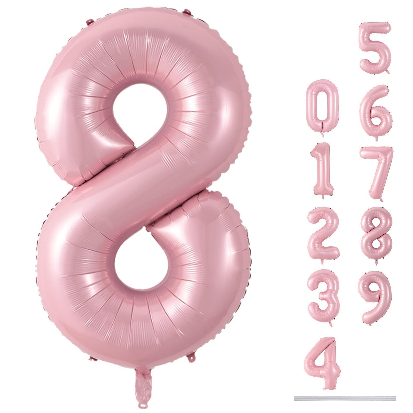 Lingqiang Pastel Pink 40-Inch Foil Number 8 Balloon – Giant Birthday & Celebration Digit