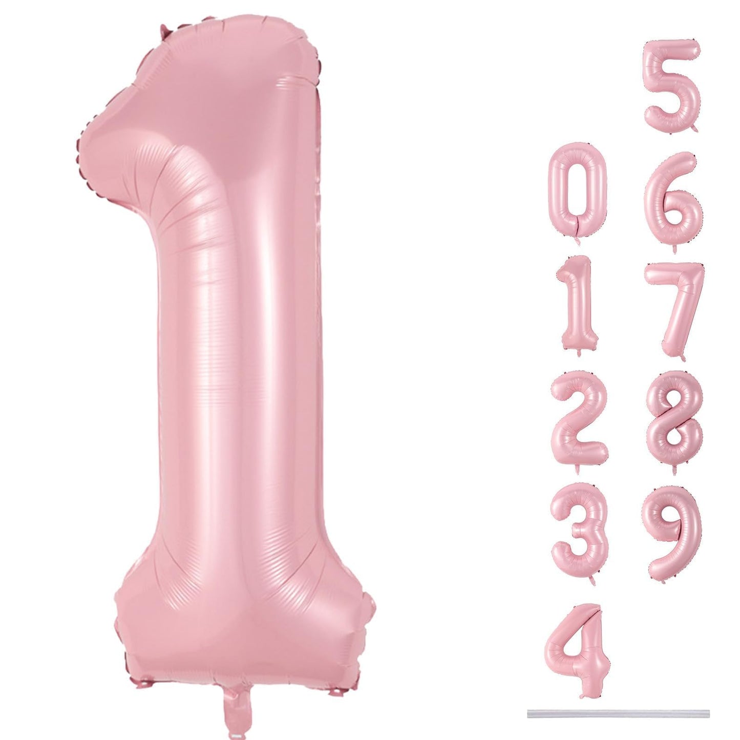 Lingqiang Pastel Pink 40-Inch Foil Number Balloons 0-9 | Giant Birthday Party Decor
