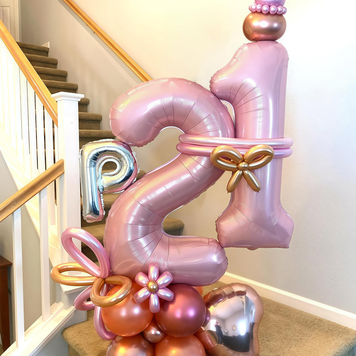 Lingqiang Pastel Pink 16th Birthday Balloons – 40-Inch Foil Number 1 & 6 Self-Inflating Mylar Set