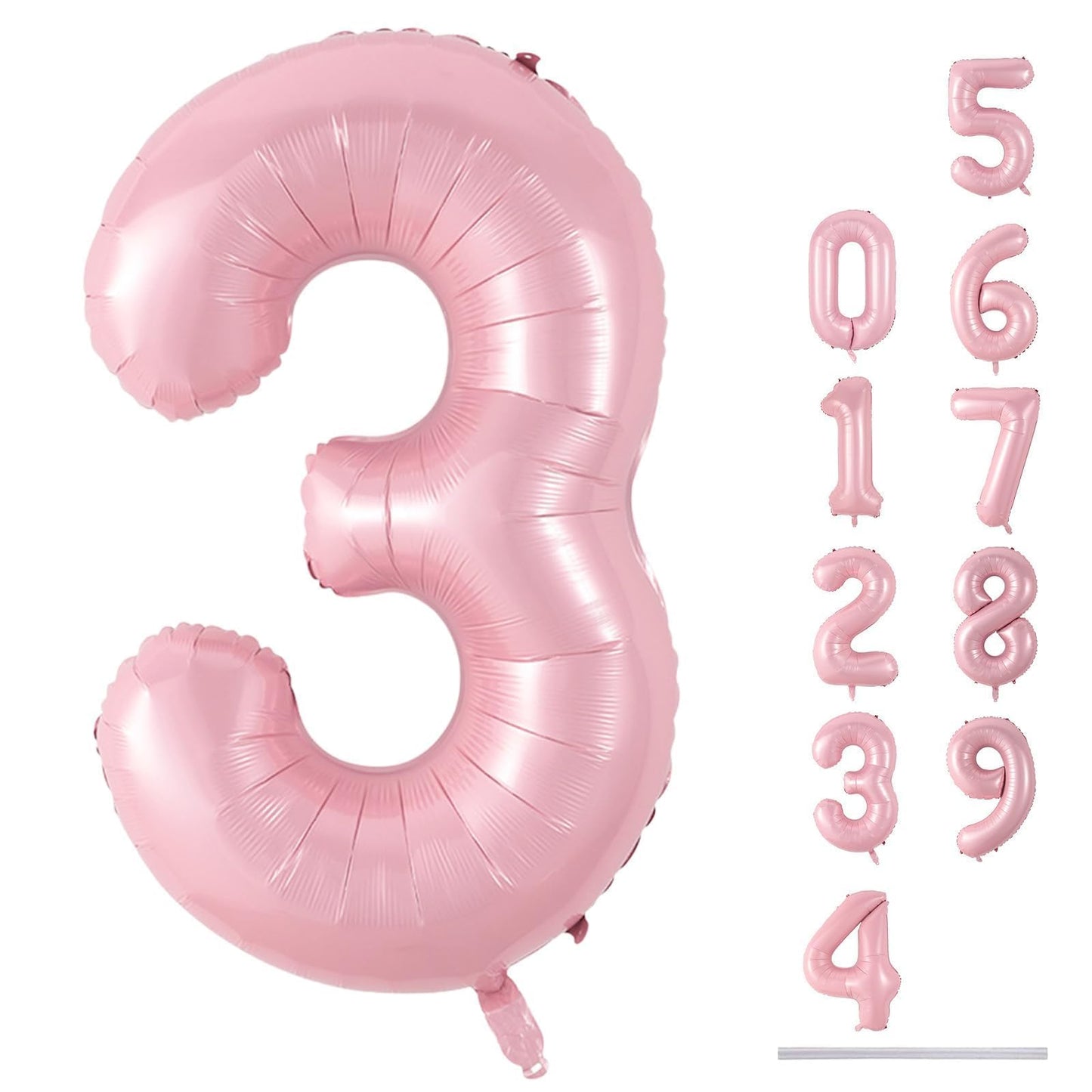 Lingqiang Pastel Pink 40-Inch Number 3 Balloon – Giant Pearl Foil Numeral for Birthday Decor