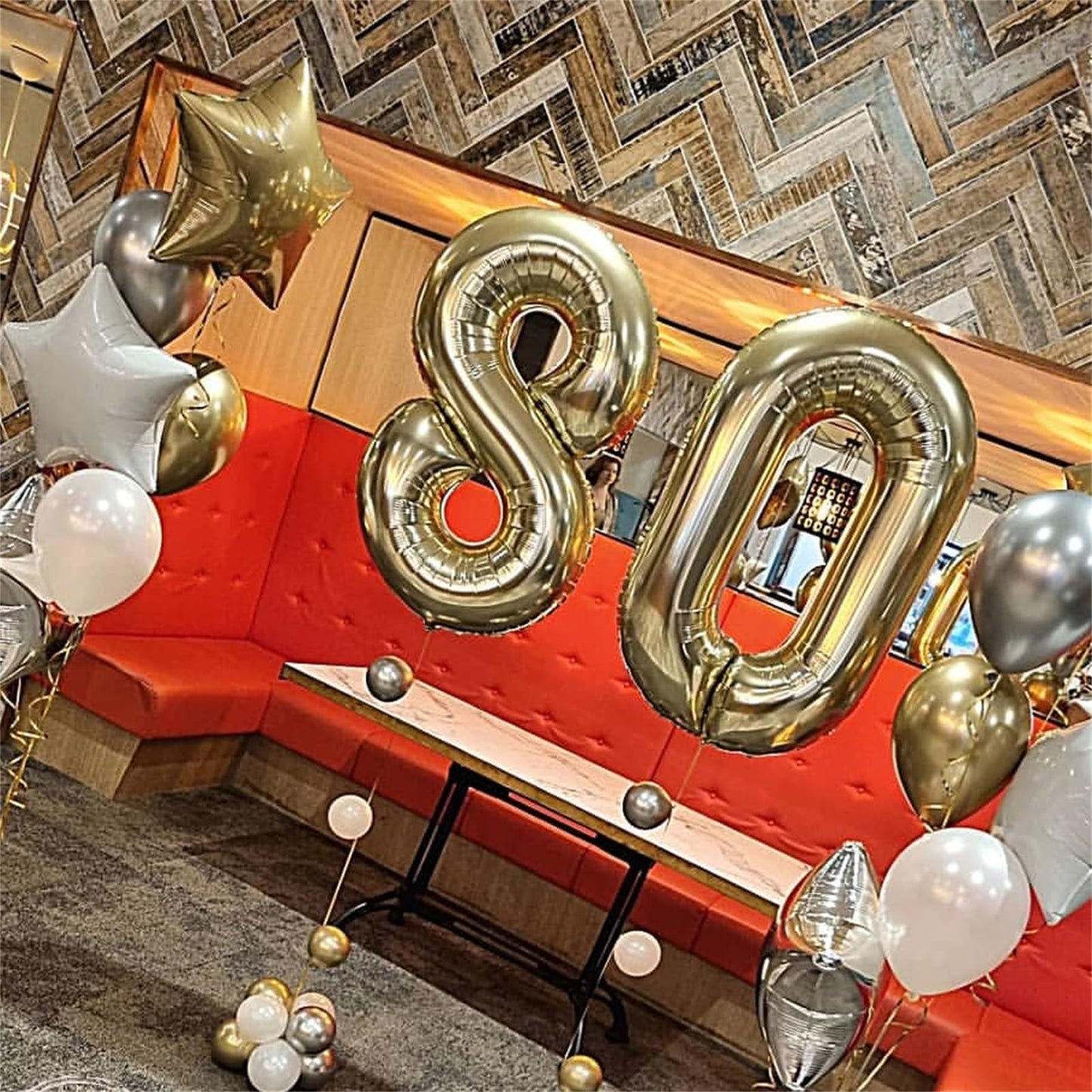 Lingqiang Champagne Gold Number 5 Balloon, 40-Inch Self-Inflating Foil Balloon for 5th Birthday Parties