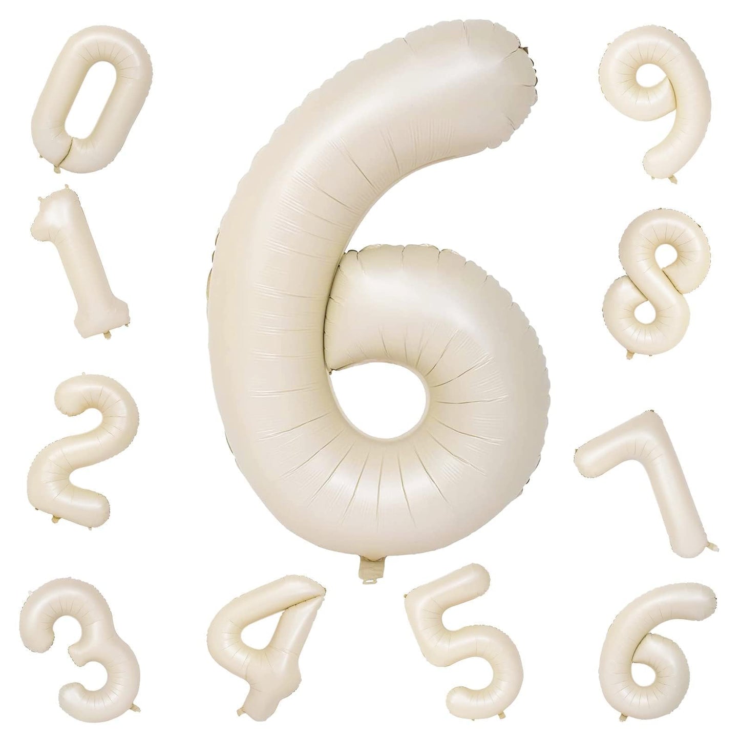 Lingqiang Cream 40in Number 6 Balloon – Ivory White Foil Mylar for Birthdays & Celebrations