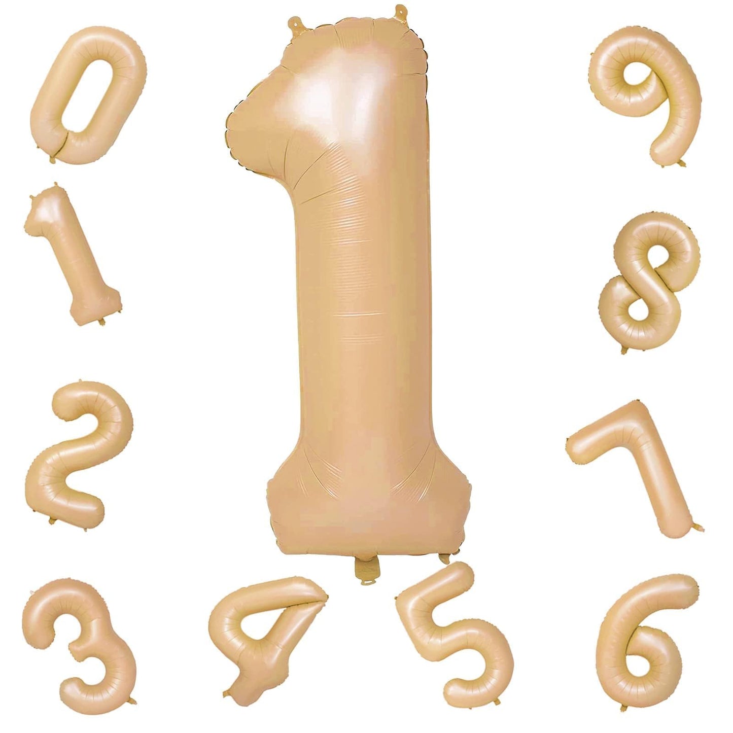 Lingqiang Nude Number 1 Balloon - 40” Tan Foil Number Balloon for 1st Birthday & Anniversary