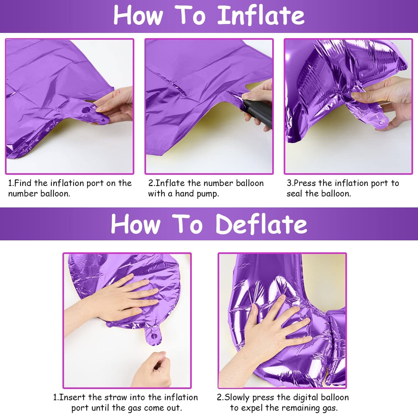 Lingqiang 15th Birthday Balloons Kit — 40-Inch Purple Number 15 Foil Balloons with Confetti