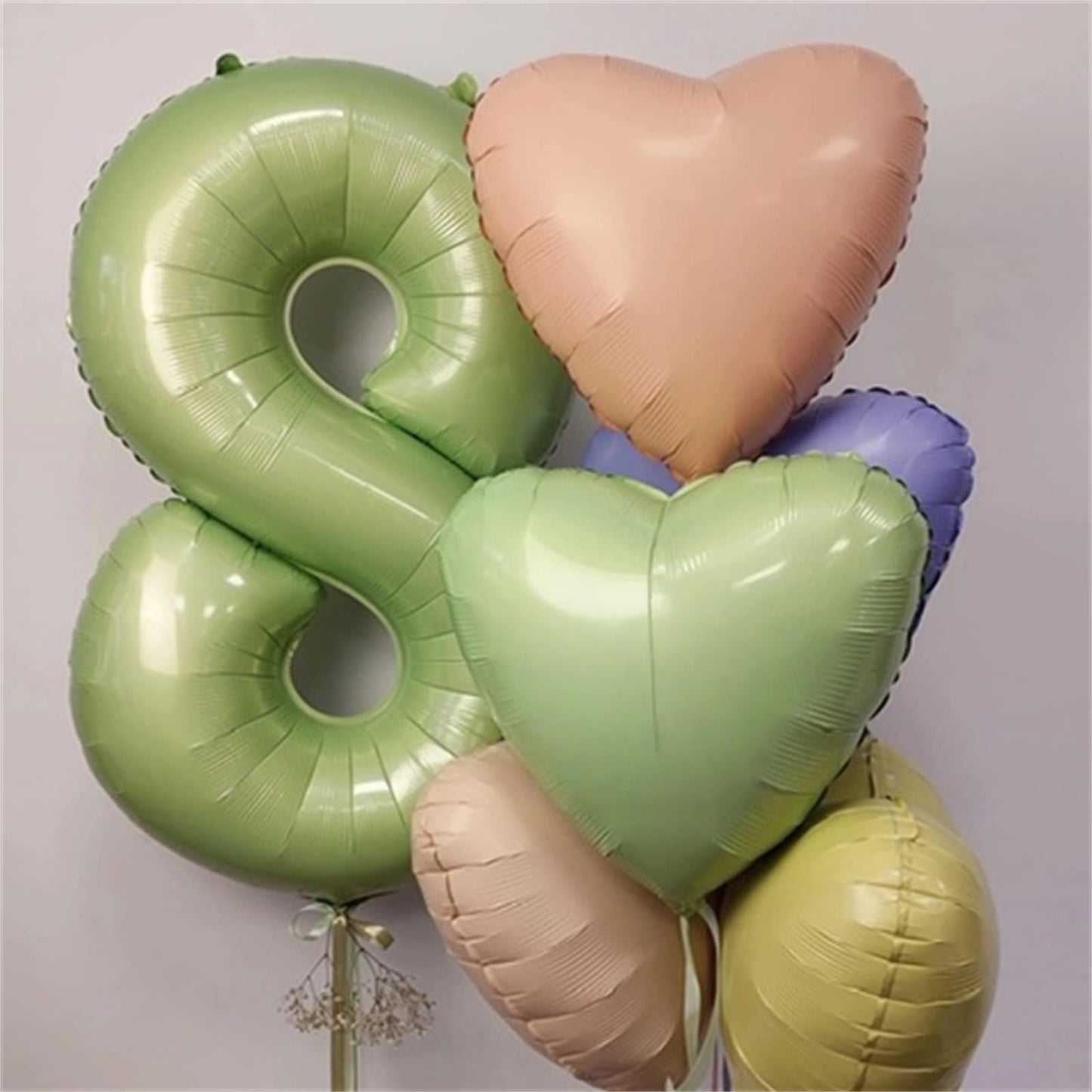 Lingqiang 40-Inch Sage Green Foil Number 4 Balloon – Large Self-Inflating Party Decor