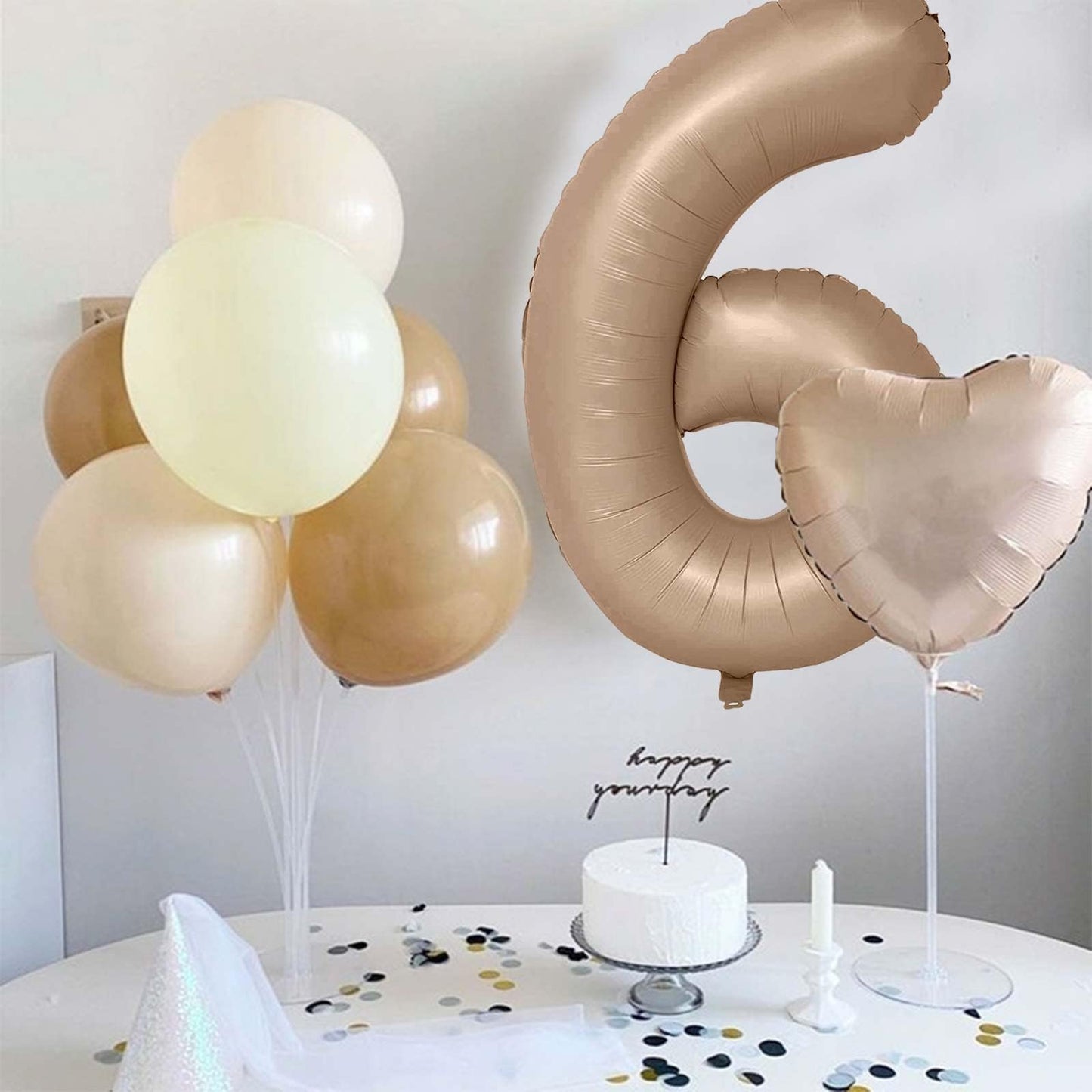 Lingqiang Nude Number 1 Balloon - 40” Tan Foil Number Balloon for 1st Birthday & Anniversary