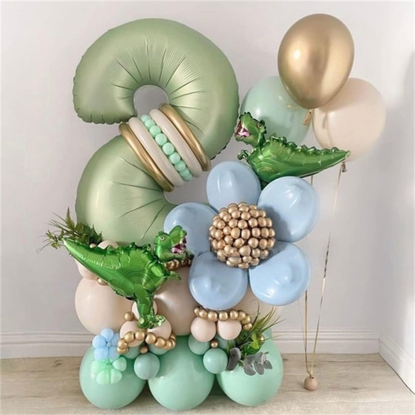 Lingqiang Sage Green 40in Number 1 Balloon — Giant Olive Foil Birthday Balloon