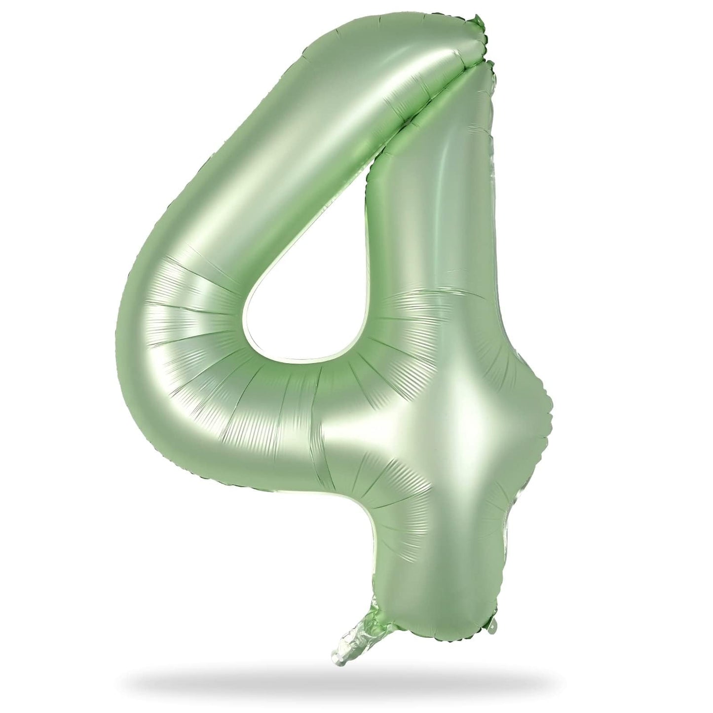 Lingqiang 40-Inch Sage Green Foil Number 4 Balloon – Large Self-Inflating Party Decor