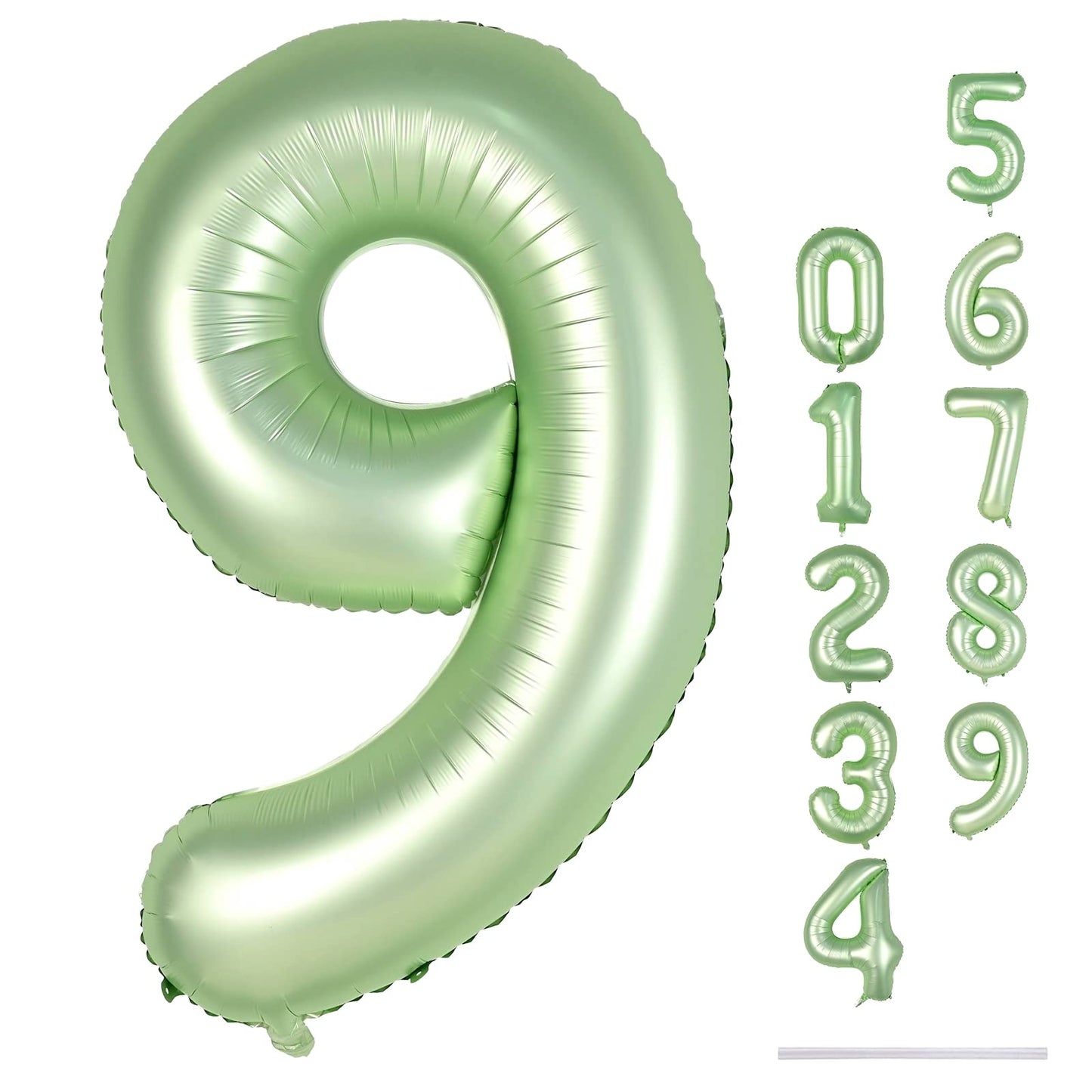 Lingqiang 40'' Sage Green Number 9 Balloon – Self-Inflating Foil Balloon for Birthdays & Celebrations