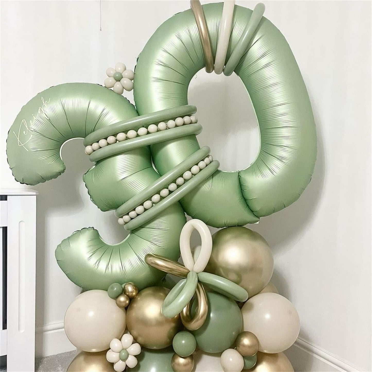Lingqiang 40'' Sage Green Number 9 Balloon – Self-Inflating Foil Balloon for Birthdays & Celebrations
