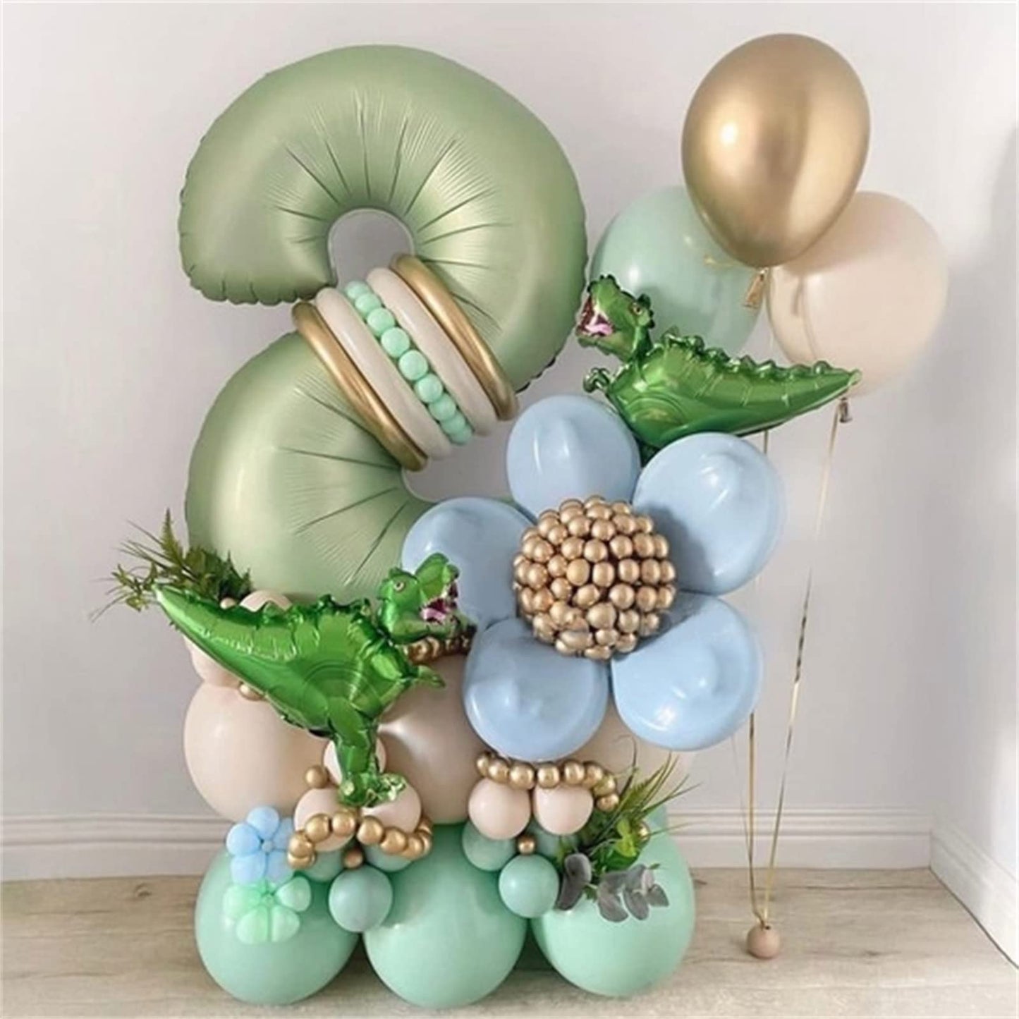 Lingqiang 40'' Sage Green Number 9 Balloon – Self-Inflating Foil Balloon for Birthdays & Celebrations
