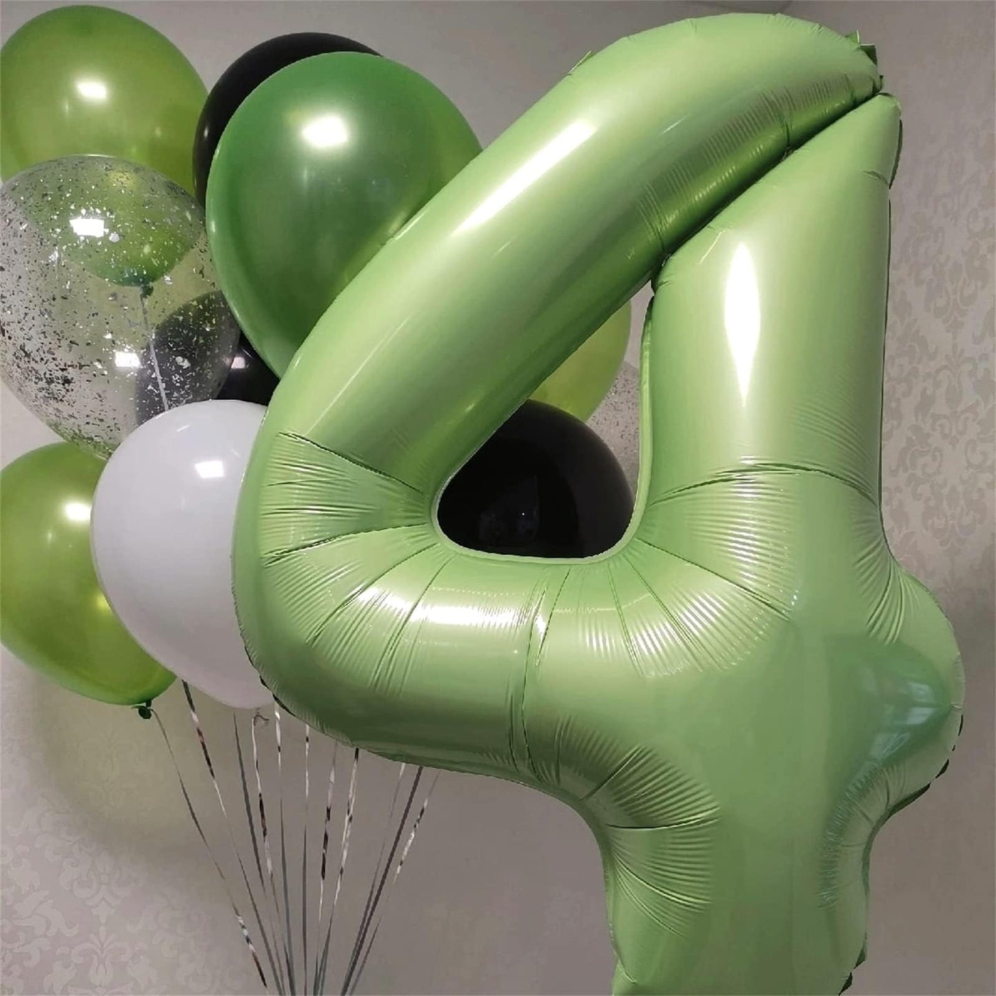 Lingqiang Sage Green 40in Number 1 Balloon — Giant Olive Foil Birthday Balloon