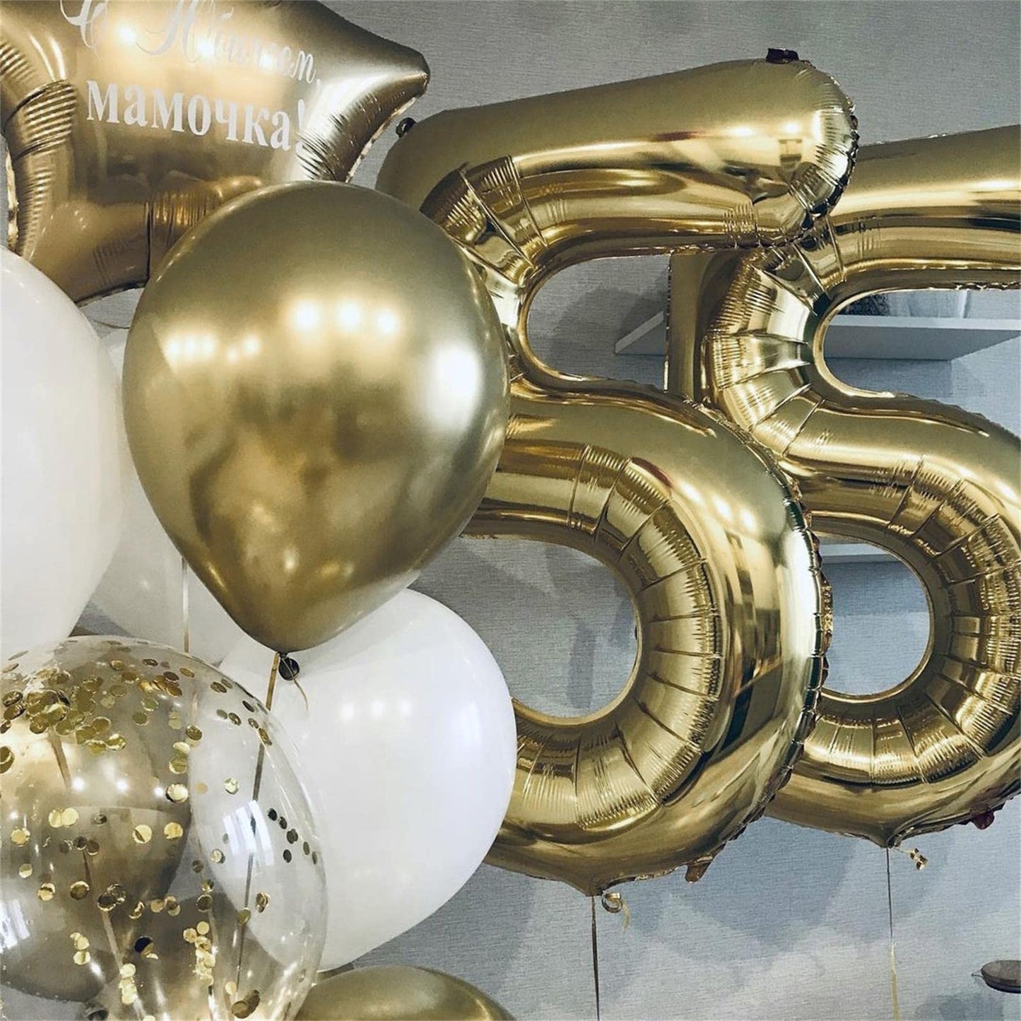Lingqiang Champagne Gold Number 5 Balloon, 40-Inch Self-Inflating Foil Balloon for 5th Birthday Parties
