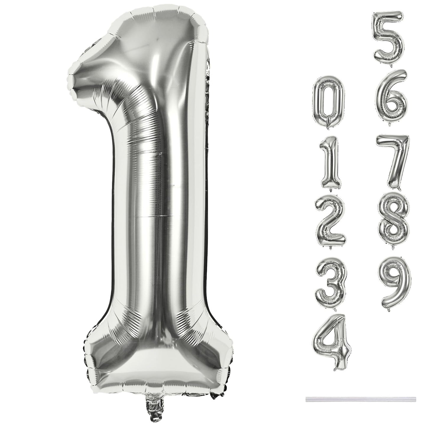 Lingqiang Silver 1 Balloon – 40-Inch Giant Foil Number Balloon for Celebrations