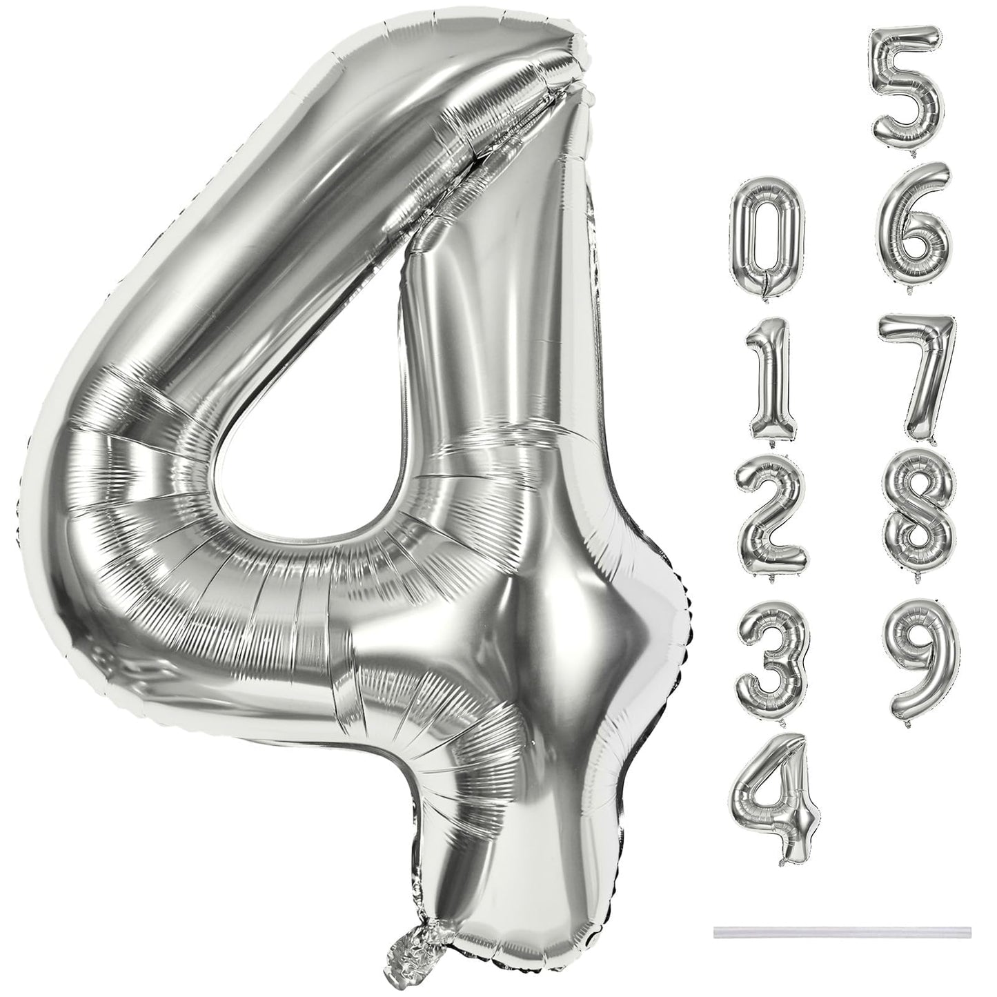 Lingqiang Silver 4 Number Balloon – 40in Foil Birthday & Anniversary Decoration