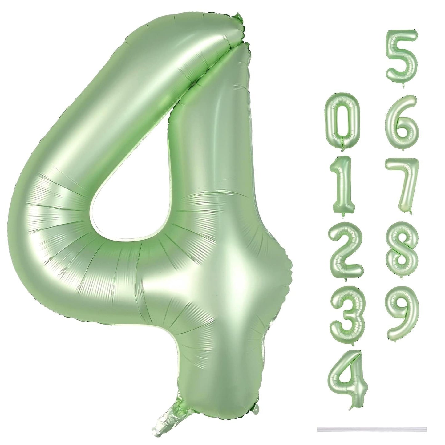 Lingqiang 40-Inch Sage Green Foil Number 4 Balloon – Large Self-Inflating Party Decor