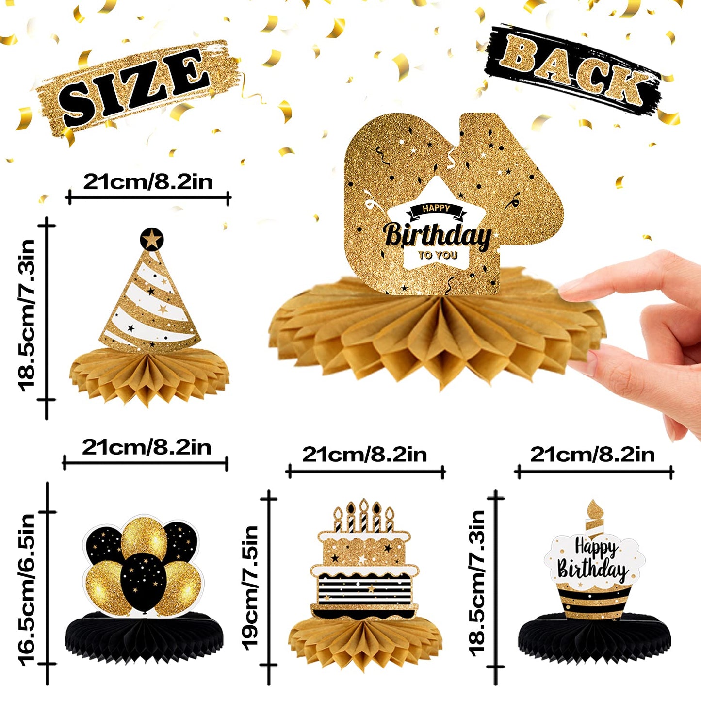 LINGTEER Happy 49th Birthday Table Honeycomb Centerpieces – 8-Piece Set for 49th Birthday Party Decor