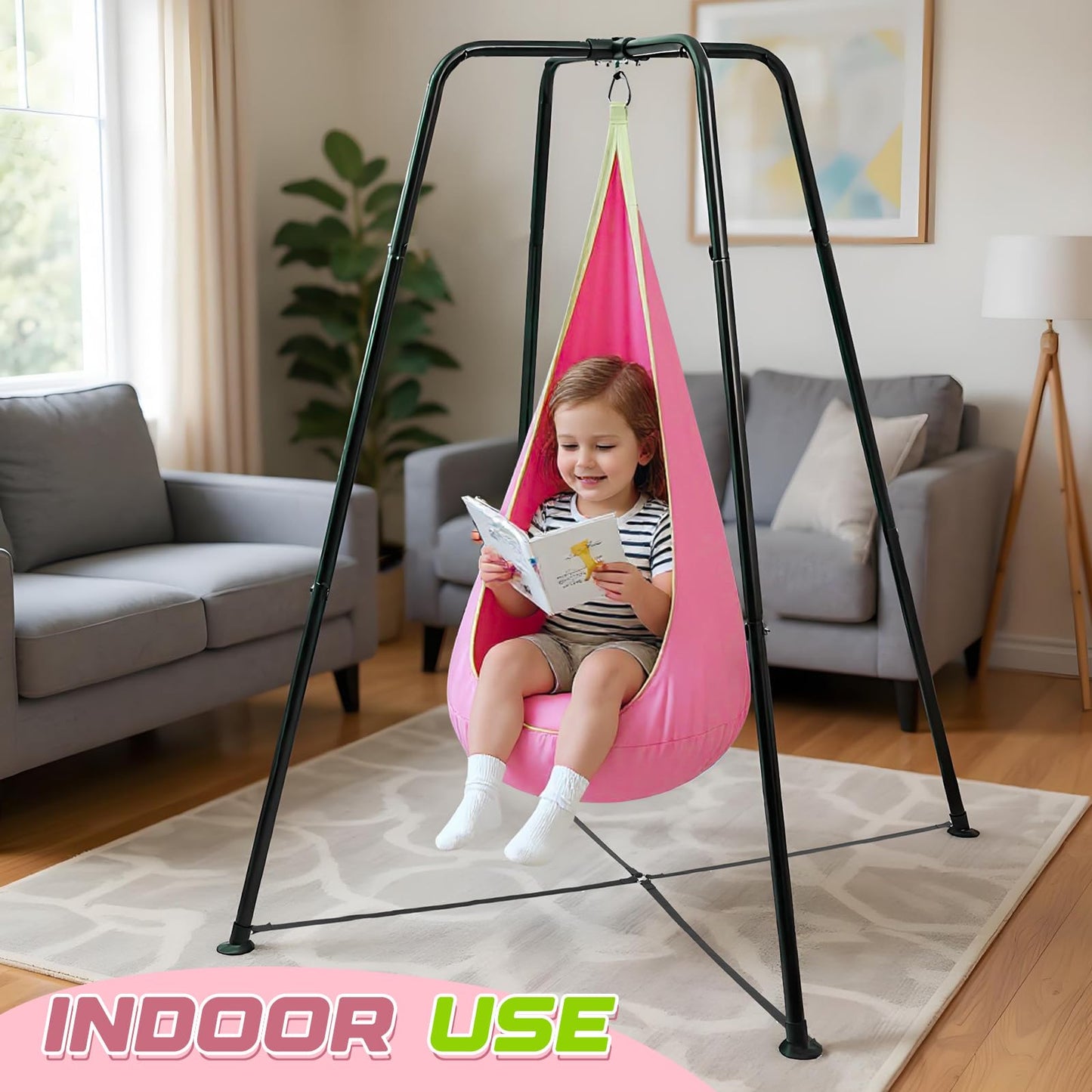Lingvee Swing Stand Frame with Sensory Pod Chair & Swings – Heavy-Duty Indoor/Outdoor Set
