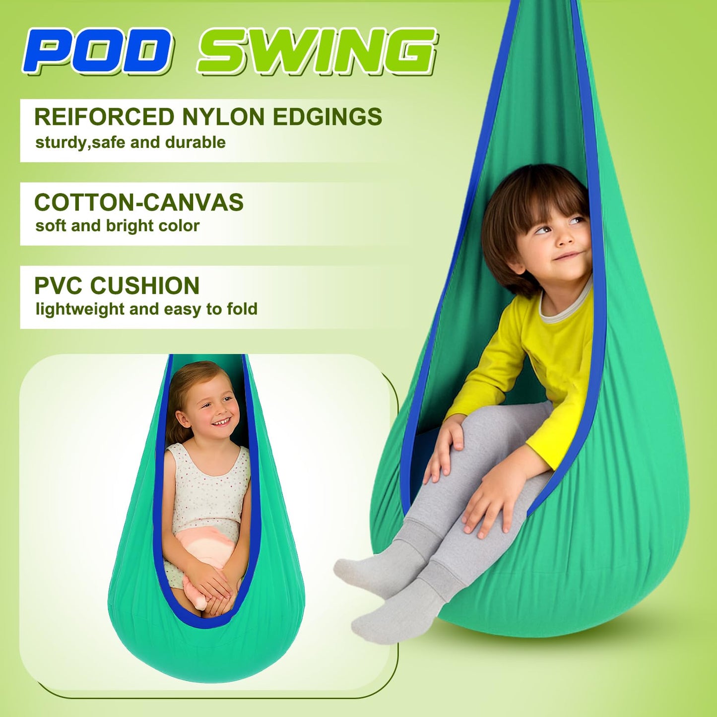 Lingvee Swing Stand Frame with Sensory Pod Chair & Swings – Heavy-Duty Indoor/Outdoor Play Set