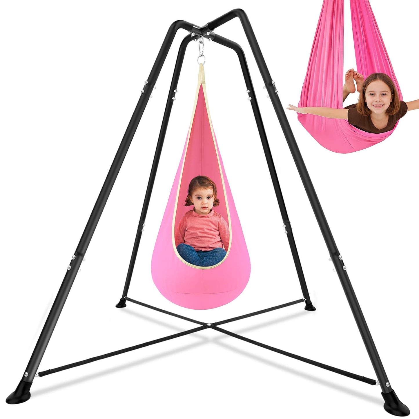 Lingvee Swing Stand Frame with Sensory Pod Chair & Swings – Heavy-Duty Indoor/Outdoor Set