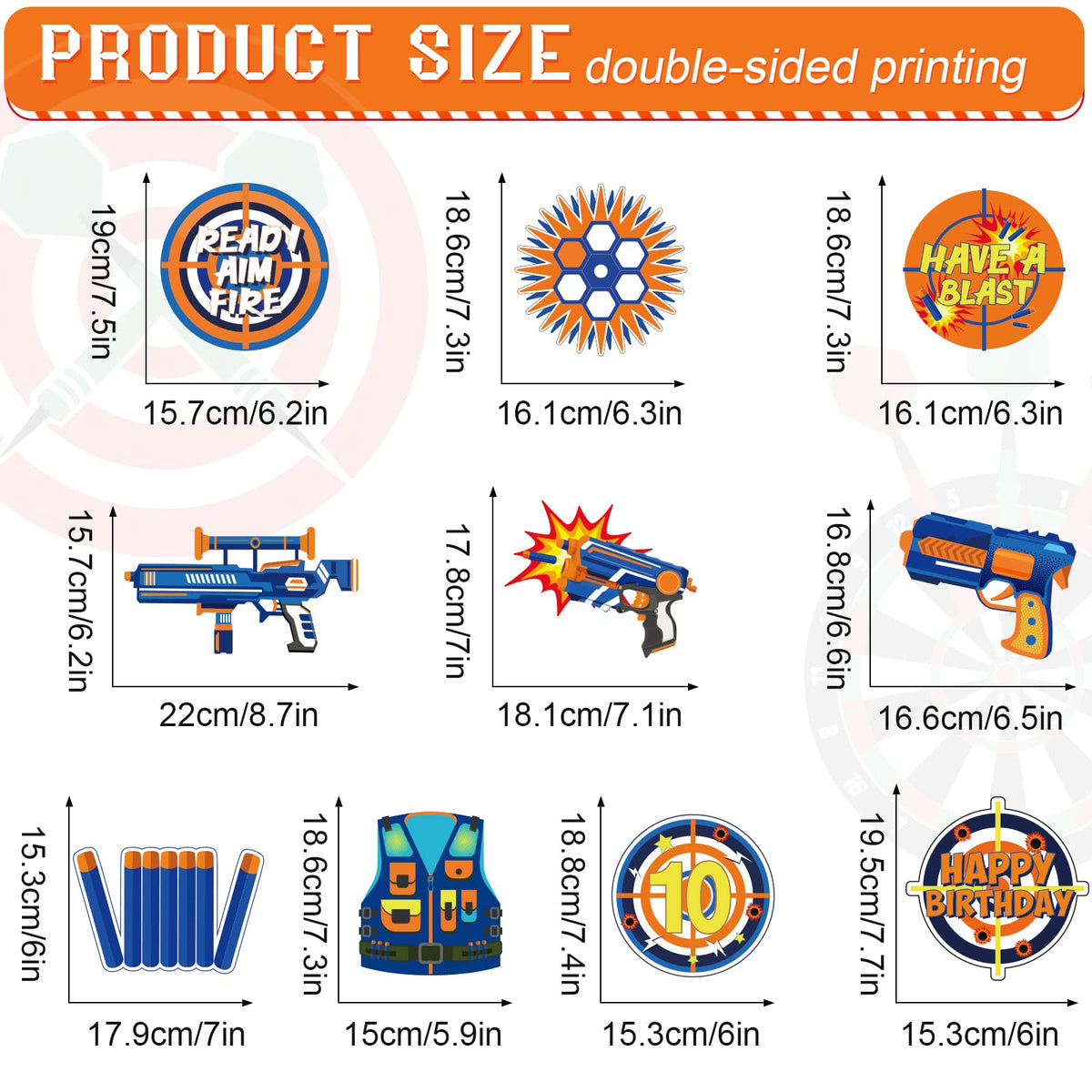 LINGXIU 10-Piece Dart War Party Decorations | Nerf-Themed Honeycomb Centerpieces for Birthday Tables