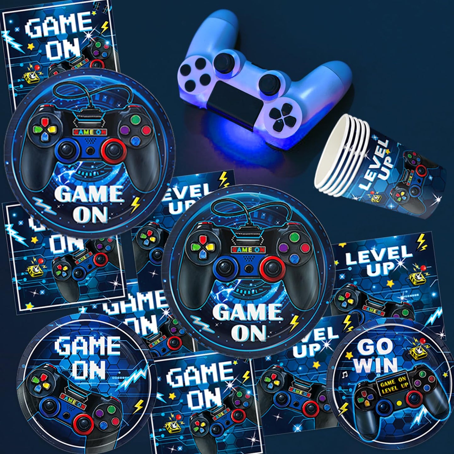 LINHAXM Video Game Birthday Decorations for 24 – Plates, Cups, Napkins & More