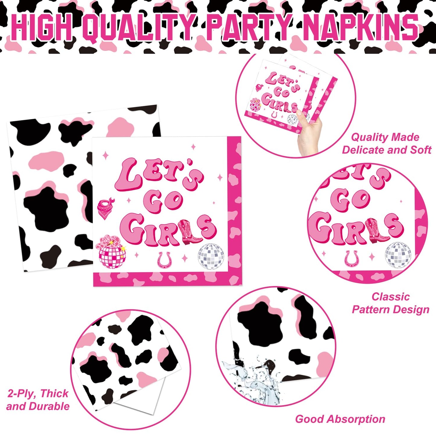 LINHAXM 131 PCS Cowgirl Birthday Party Decorations – Disco Western Party Kit Serves 24
