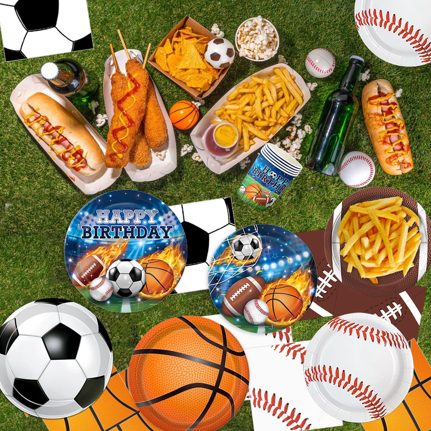LINHAXM 191 PCS Sports Birthday Party Decorations Kit – Serves 24