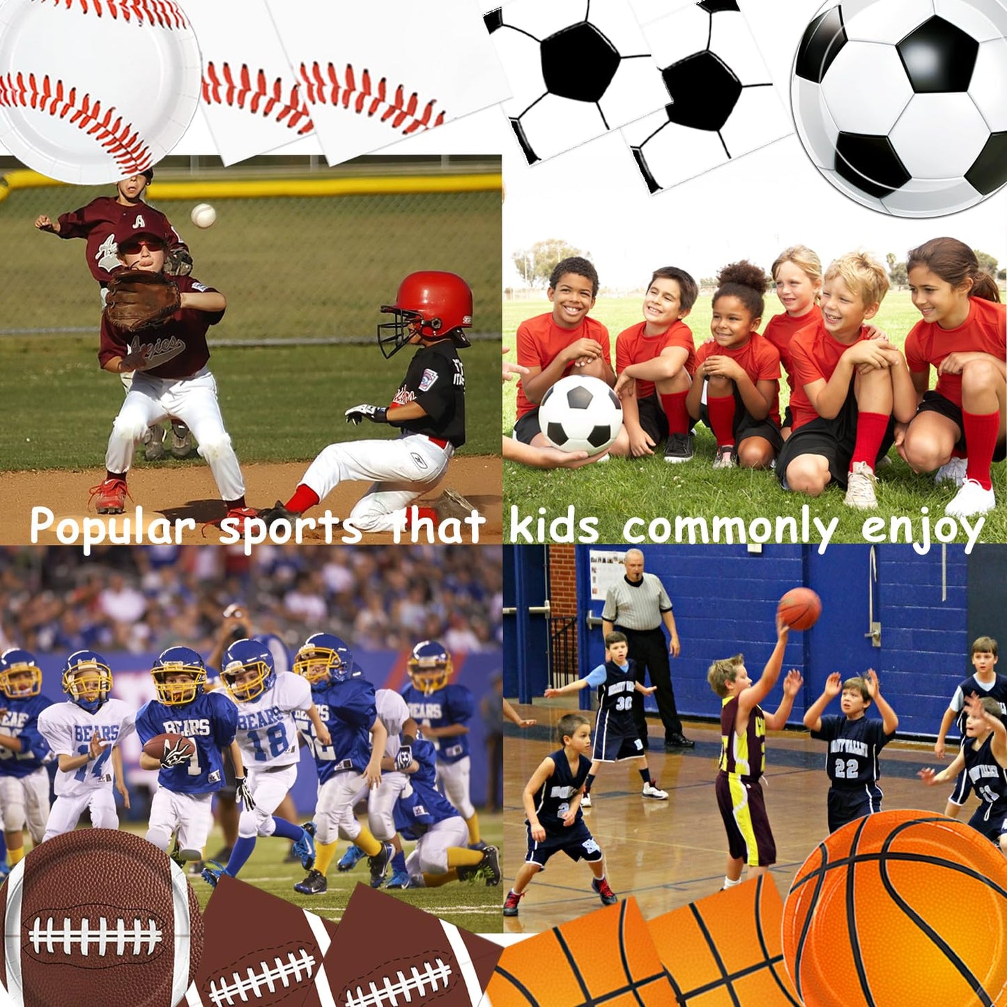 LINHAXM 191 PCS Sports Birthday Party Decorations Kit – Serves 24
