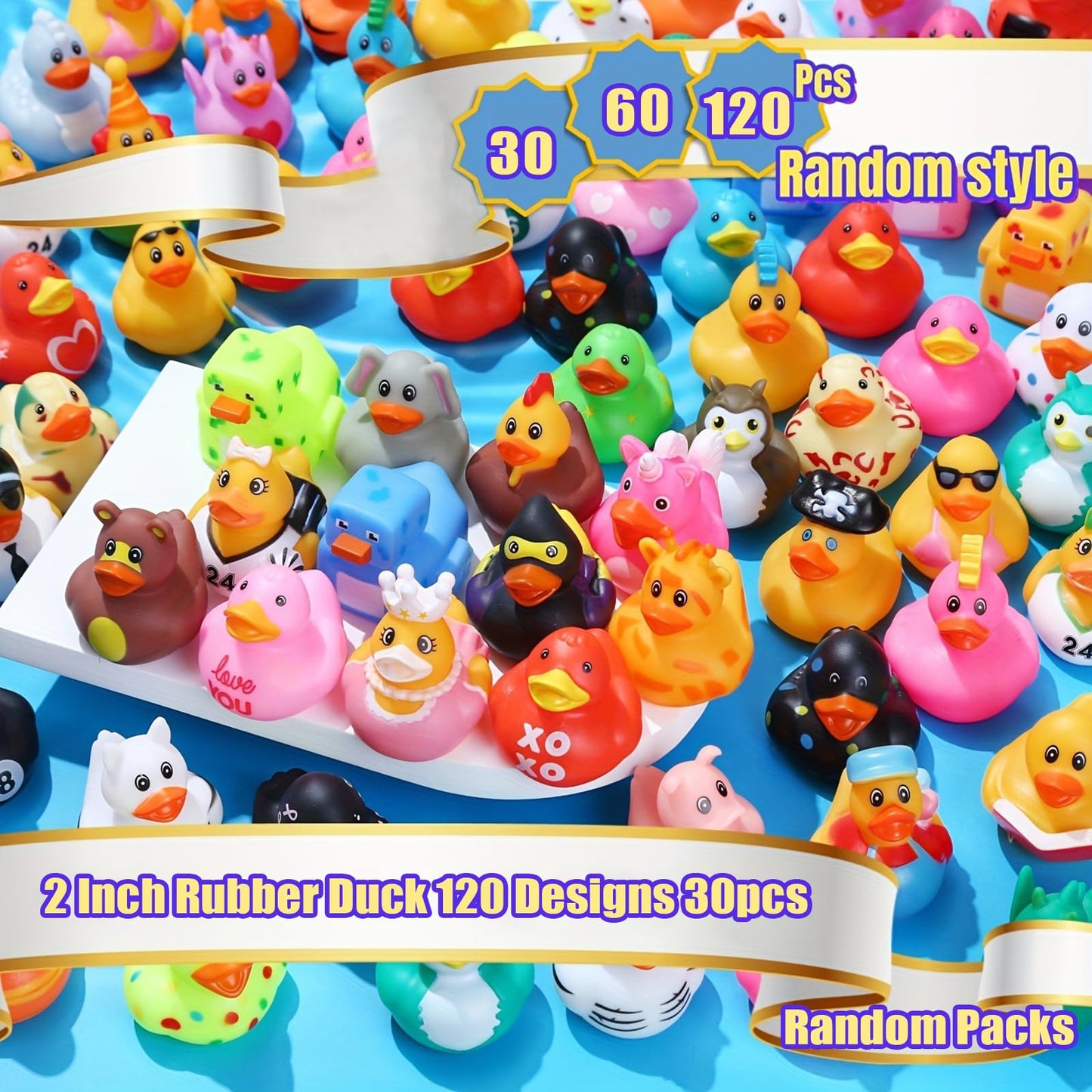 LINICE 50-Pack Rubber Ducks – Random Assortment Mini Bath Toys for Toddlers & Kids
