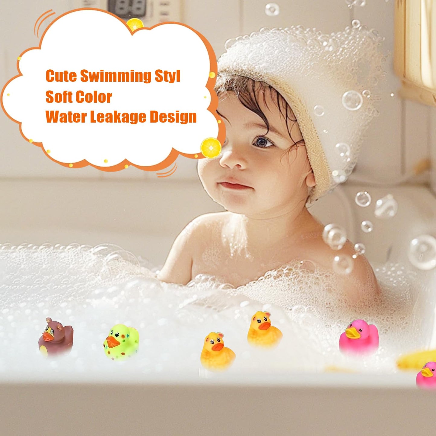 LINICE 100 Pcs Rubber Ducks – Random Mini Bath Toys & Party Favors for Toddlers