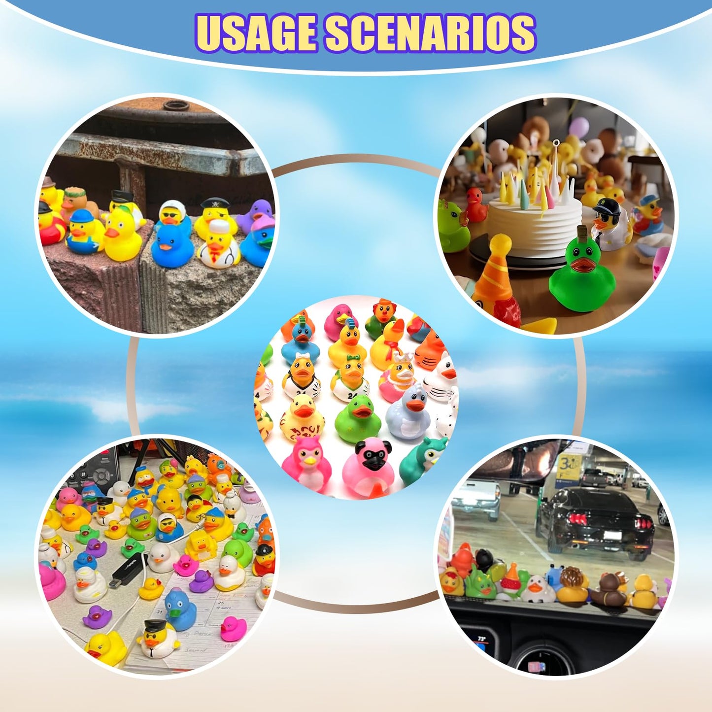 LINICE 50-Pack Rubber Ducks – Random Assortment Mini Bath Toys for Toddlers & Kids