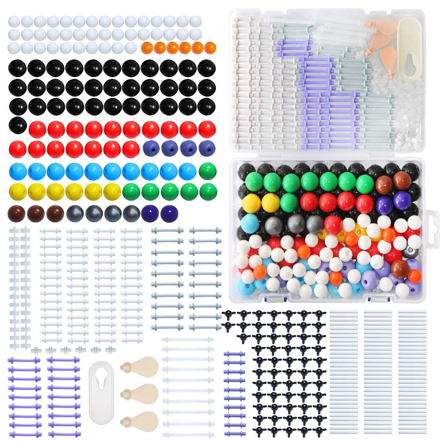 LINKTOR Chemistry Molecular Model Kit (444 Pieces) — 3D Bonding and Fullerene Learning Set for Classrooms
