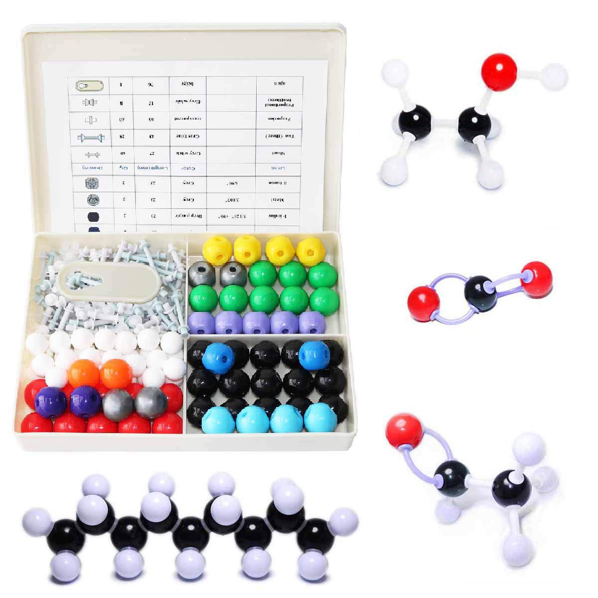 LINKTOR Chemistry Molecular Model Kit (239 Pieces) – 3D Structures, Ball-and-Stick & Space-Filling Models