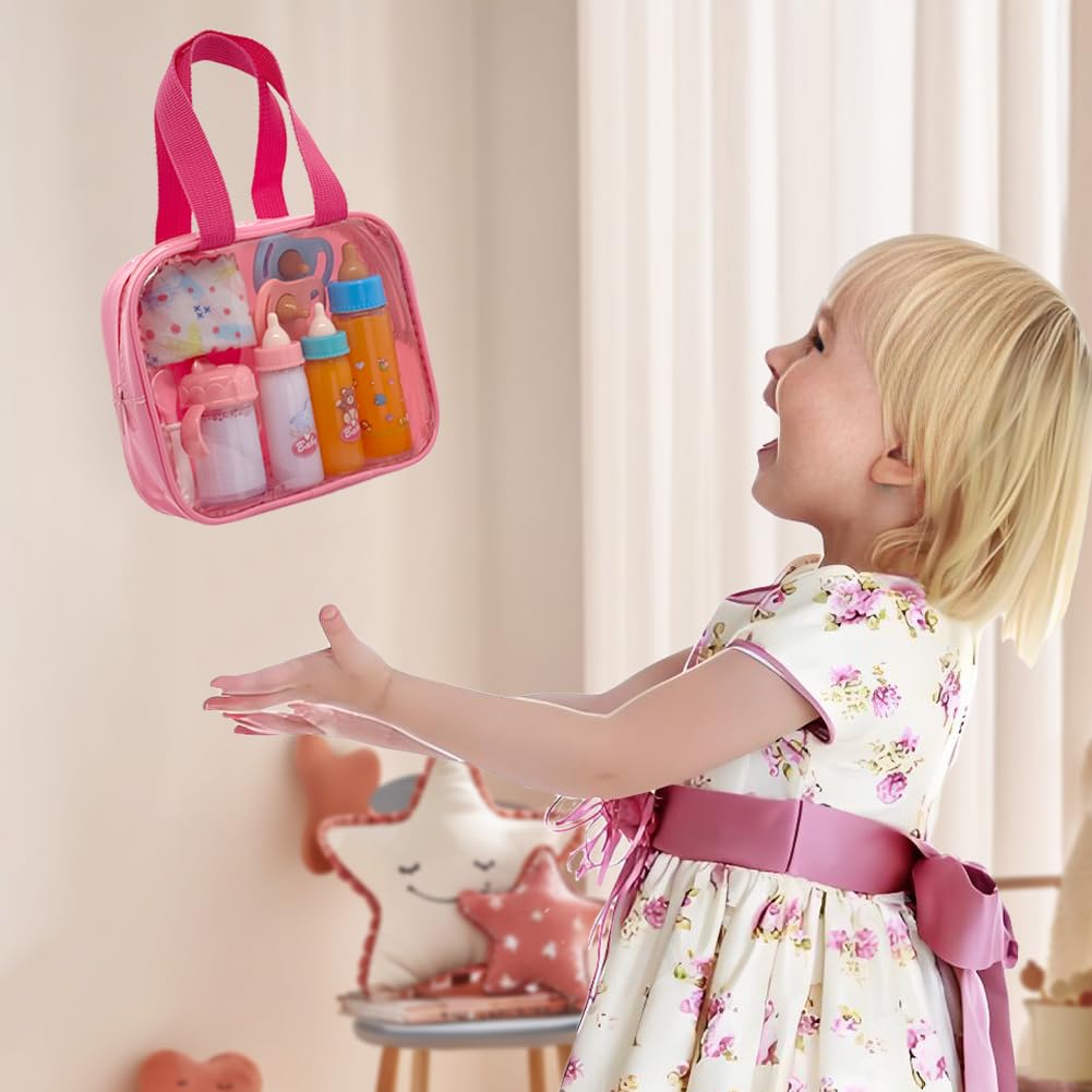 Linkyloop Baby Doll Magic Bottle Set – 11-Piece Pretend Feeding Toys for 3+