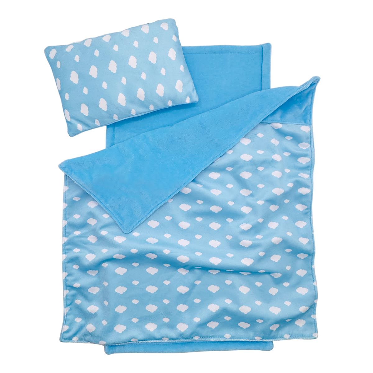 Linkyloop Baby Doll Bedding Set for 18-Inch Dolls – Blanket, Mattress & Pillow (Blue Sky)