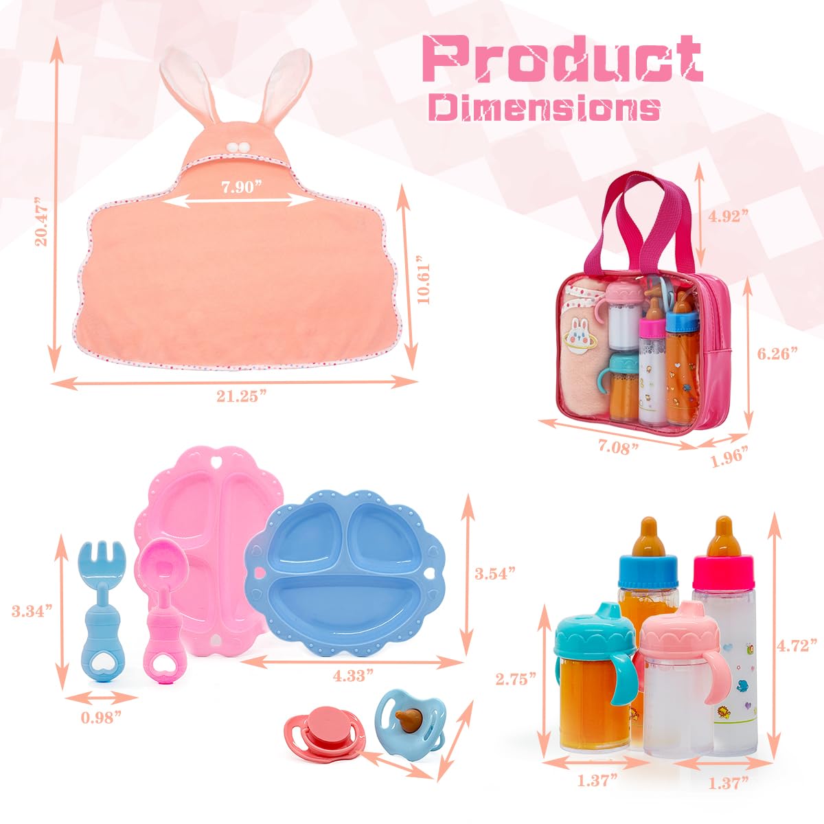 Linkyloop Baby Doll Accessories Magic Bottle Set – 13-Piece Doll Feeding Pretend Playset with Disappearing Milk & Juice Bottles