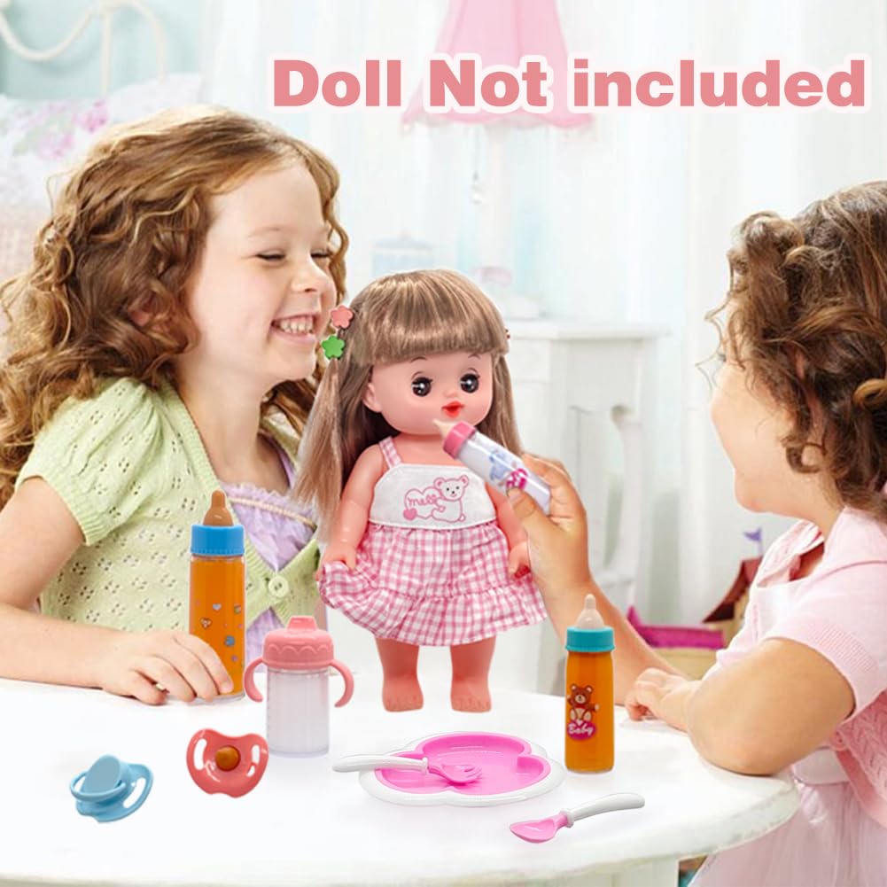 Linkyloop Baby Doll Magic Bottle Set – 11-Piece Pretend Feeding Toys for 3+