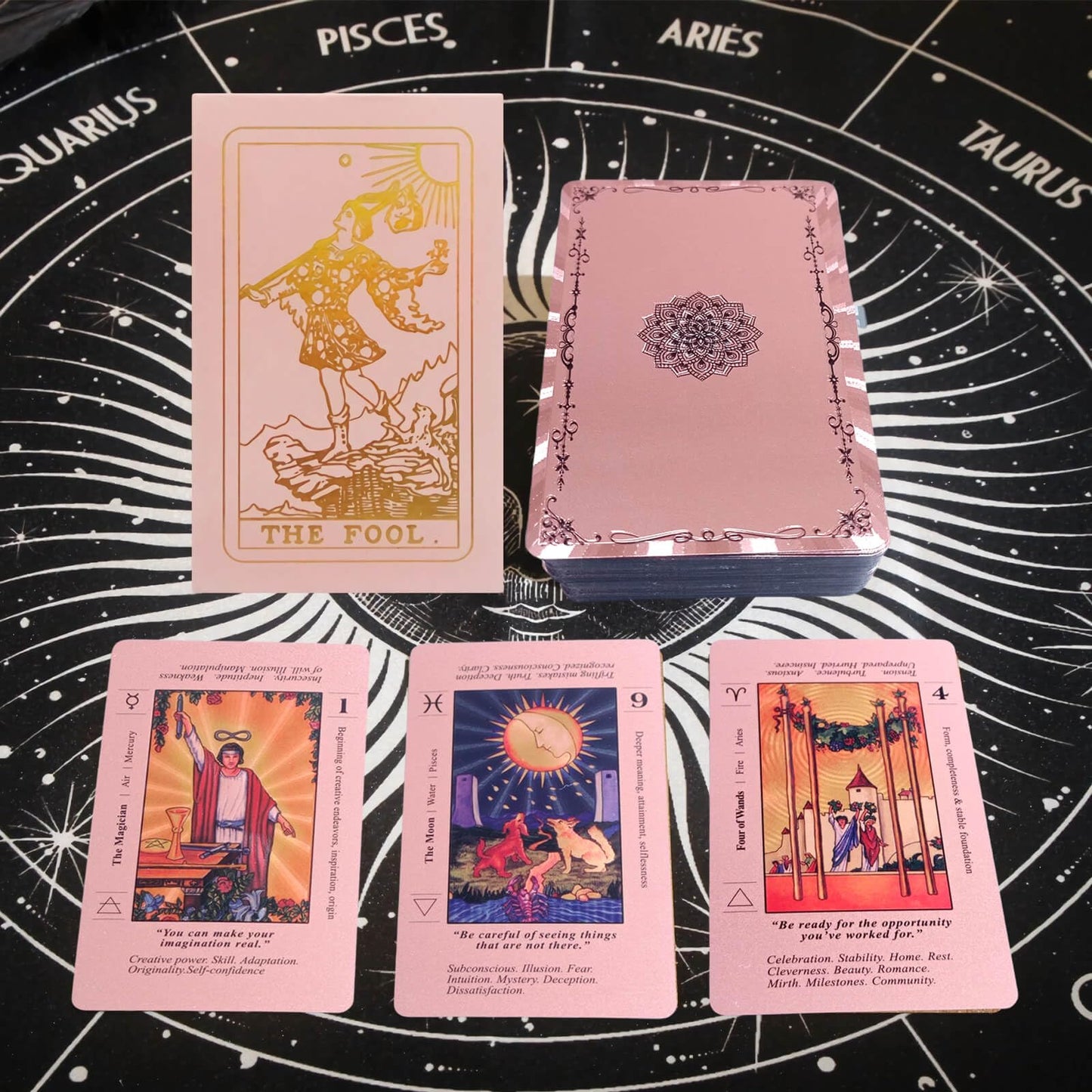 LINSINA Tarot Deck with Guidebook for Beginners – Pink 78 Cards