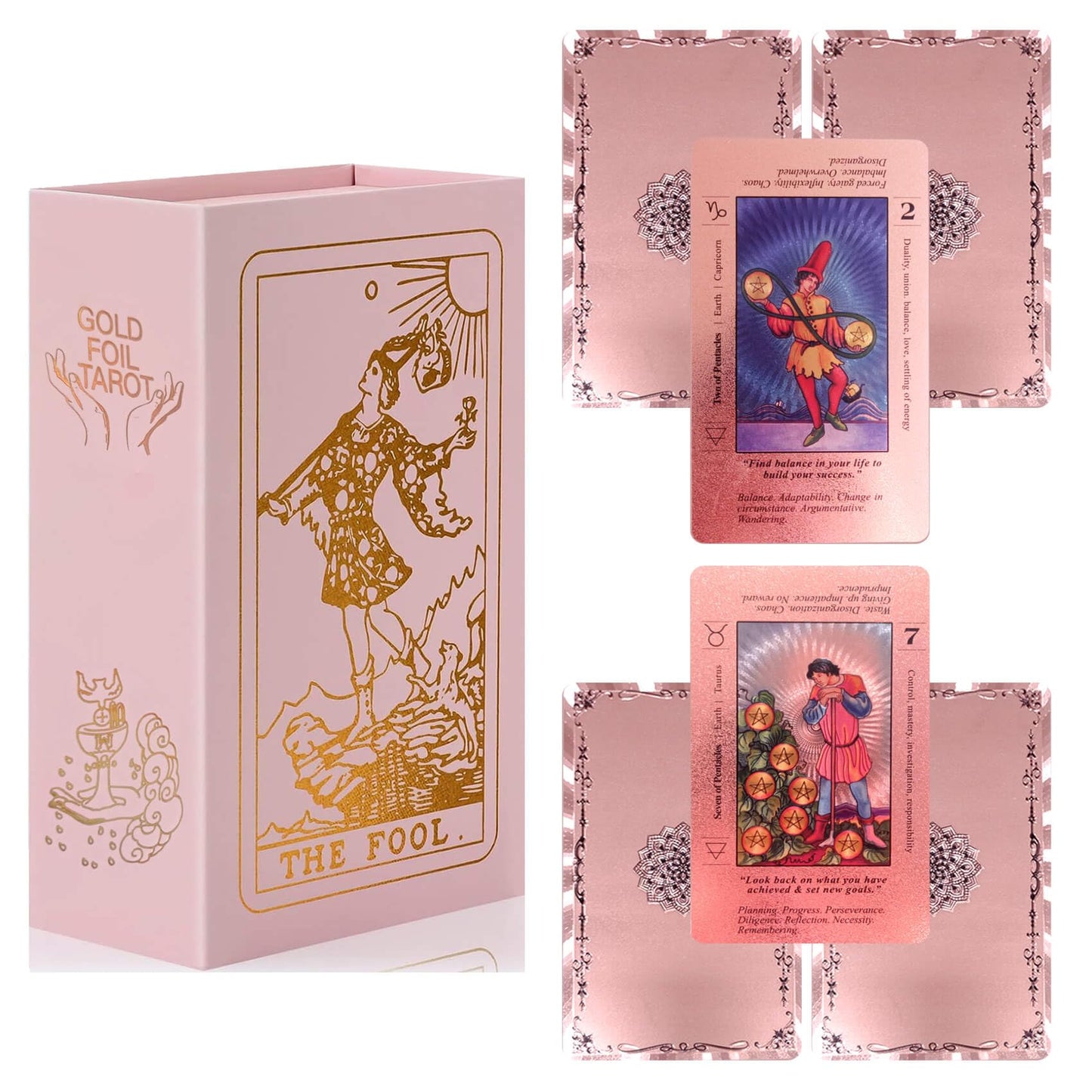 LINSINA Tarot Deck with Guidebook for Beginners – Pink 78 Cards
