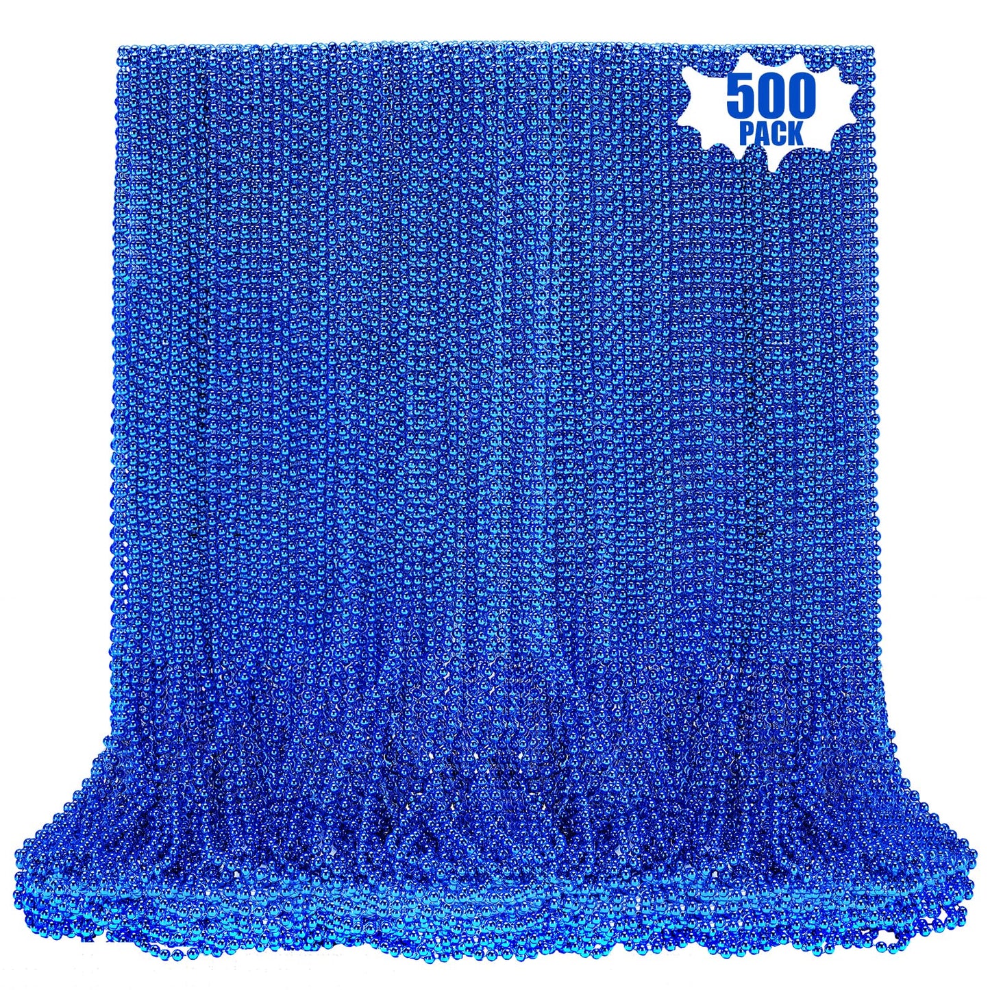 LINSIRON 500 Pcs Blue Bead Necklace, 33-Inch Mardi Gras Beads – Bulk Party Favors