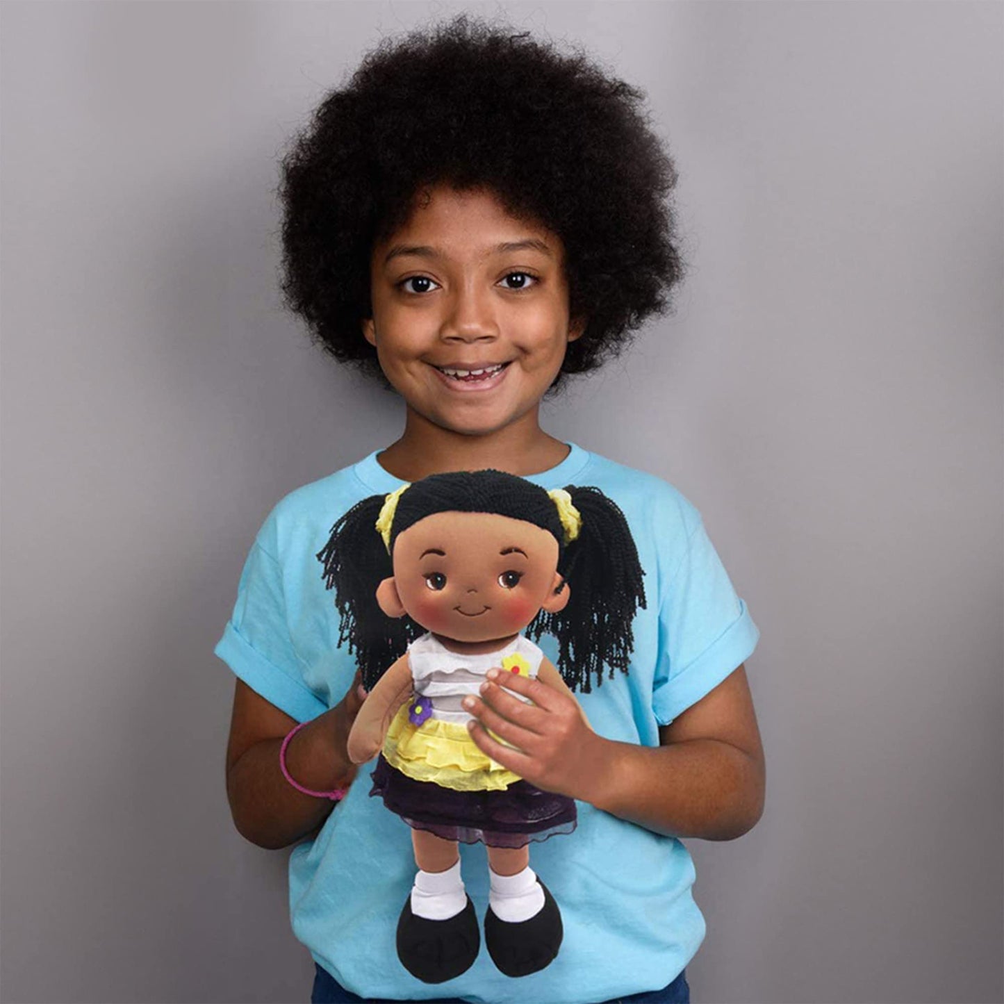 Linzy Plush 16-inch Yellow Aissa Rag Doll – Soft Cuddle Toy for Kids
